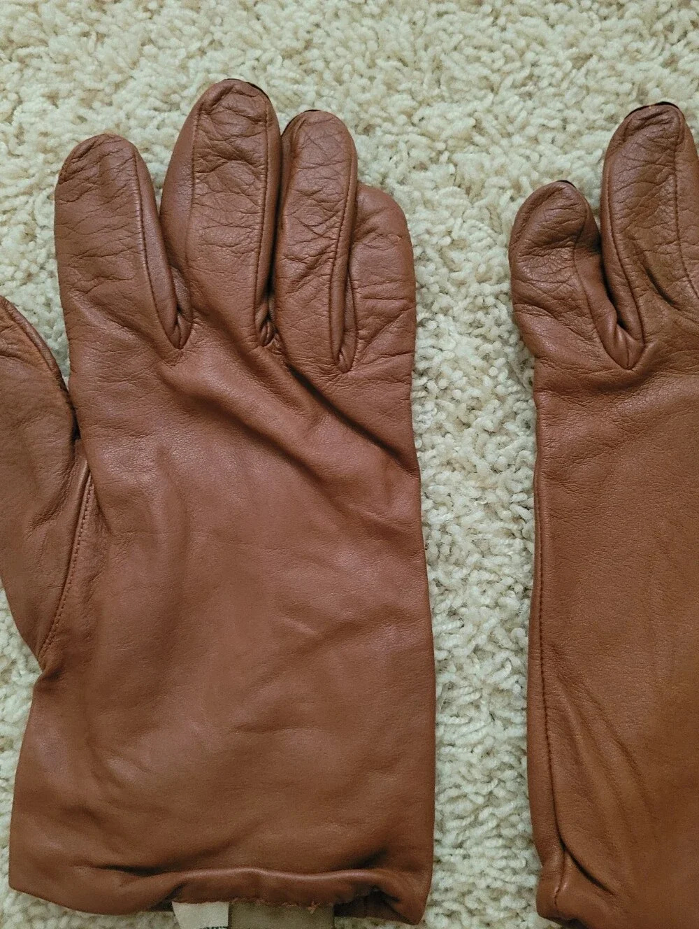 L.L. Bean Womens Brown Sheepskin Leather Gloves M Wool Cashmere Lined